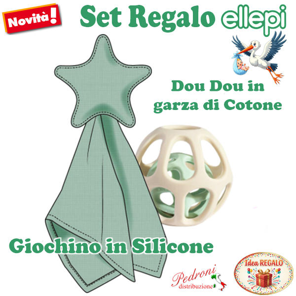ELLEPI SET REGALO DouDou in garza con Giochino CR1031 Verde